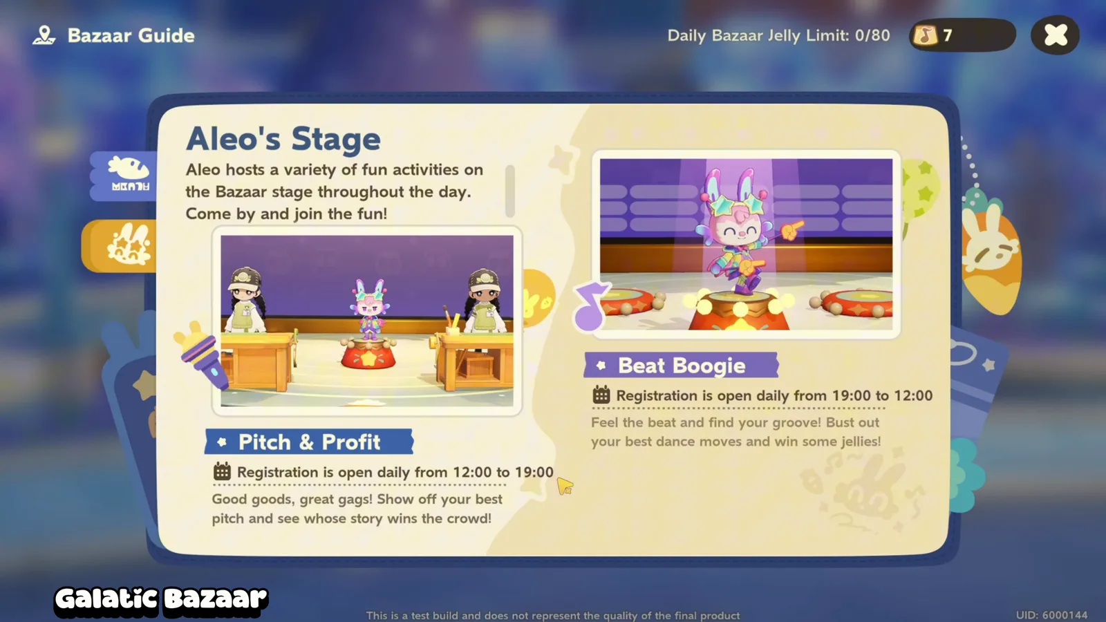Petit Planet Bazaar Guide: daily Bazaar Jelly limit 0/80, Aleo’s Stage with Pitch and Profit from 12:00 to 19:00 and Beat Boogie from 19:00 to 12:00