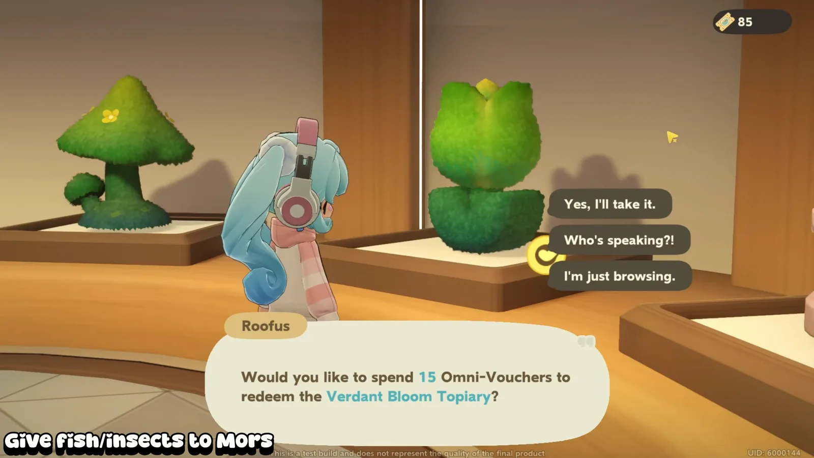 Petit Planet Omni-Voucher shop in the museum offering the Verdant Bloom Topiary for 15 Omni-Vouchers