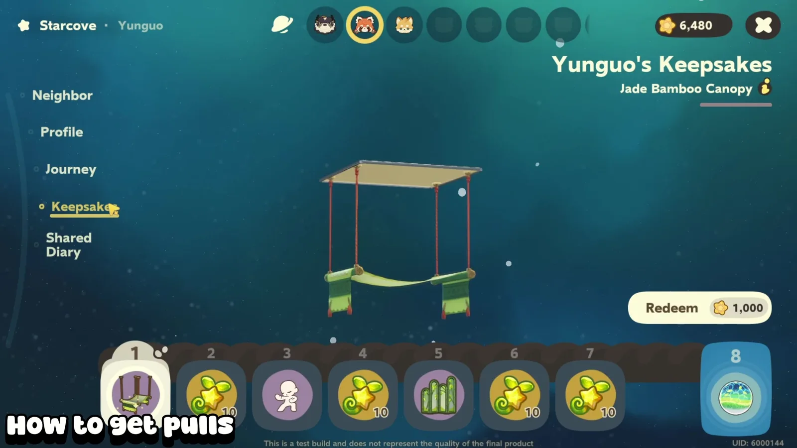 Petit Planet Starcove Keepsakes track for Yunguo, Jade Bamboo Canopy for 1,000, with 10 Lucasprouts in slots 2, 4, 6 and 7